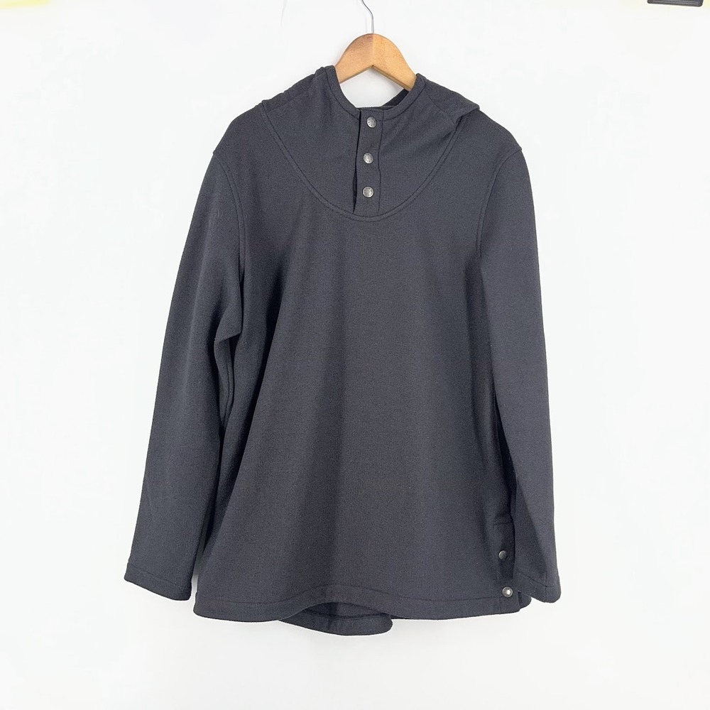 The North Face Womens XL Gray Textured Fleece‎ Snap Neck Hooded Pullover Sweater